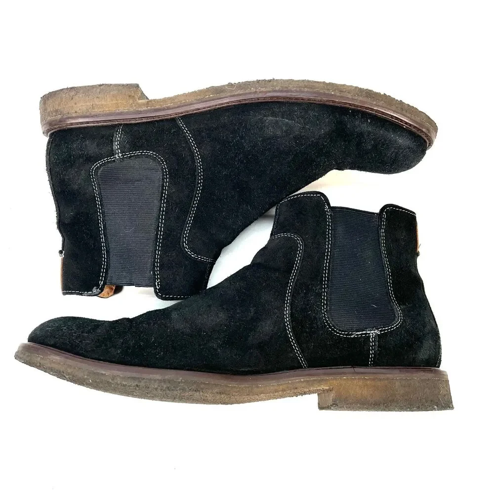 Johnston & Murphy Men's Chelsea Style Boot Size 9.5 Black Suede, MSRP $198